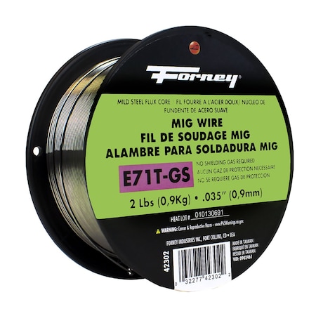 Forney E71T-GS Self, Steel Flux-Core Welding Wire, .035 in x 2 Pound 42302